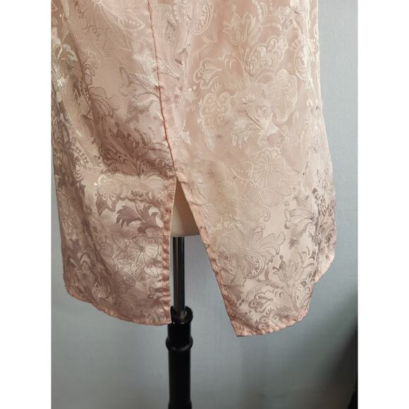 VTG Victoria’s Secret Gold Label Jacquard Satin Sleep Gown M/L Pink Romantic 90s - Picture 10 of 14